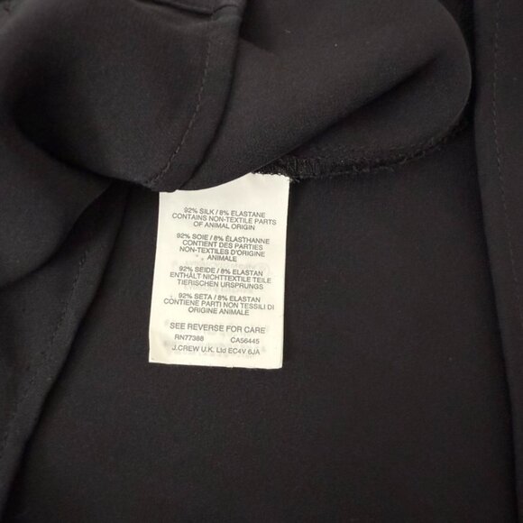 J.Crew Women’s Black Silk Long Sleeve Button Front Blouse Size 2 Minimalist - Picture 8 of 13